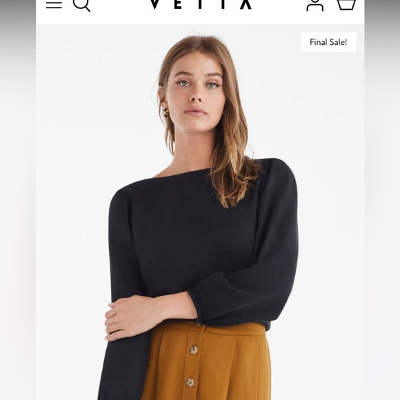 Vetta Capsule Gathered Sleeve Wrap Top Black - Picture 2 of 9